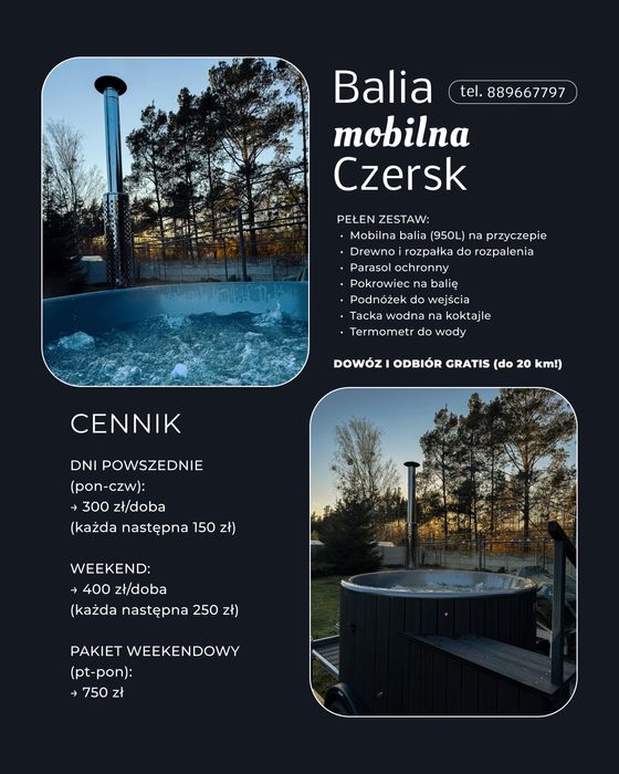 Balia mobilna  jaccuzi wynajem