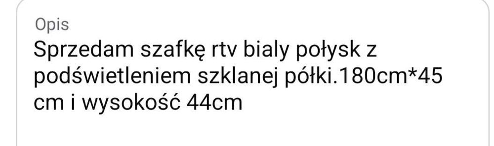 Sprzedam szafke rtv bialy polysk