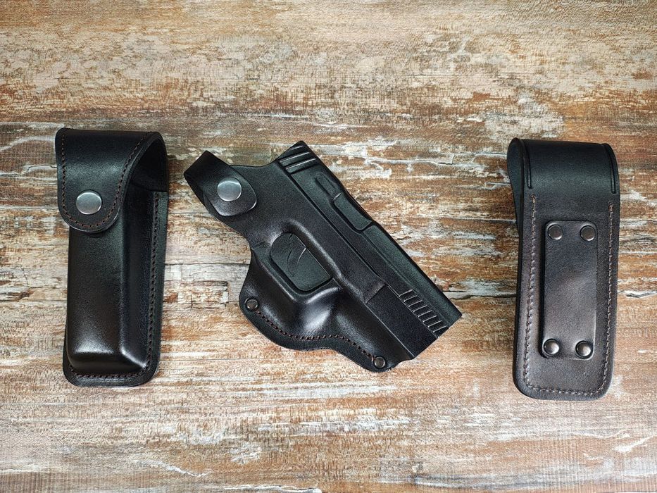 Комплект кобура та підсумок під магазин шкіра Глок 17, ПМ, ТТ, форт 17