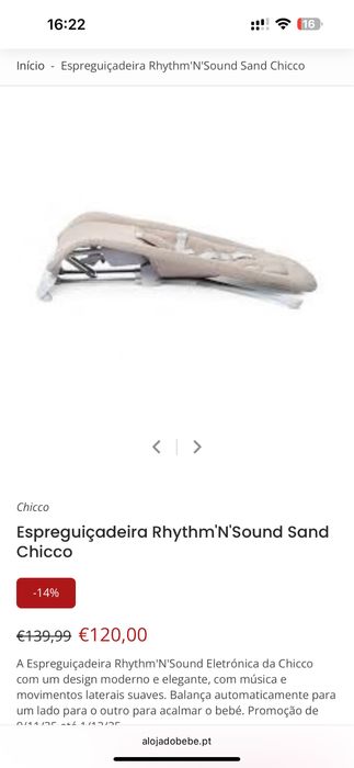 baloiço infantil Chicco.