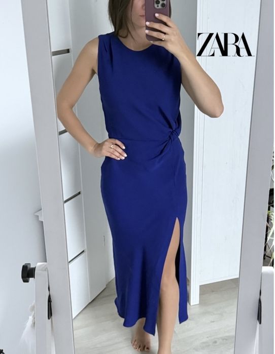 Sukienka midi zara kobaltowa