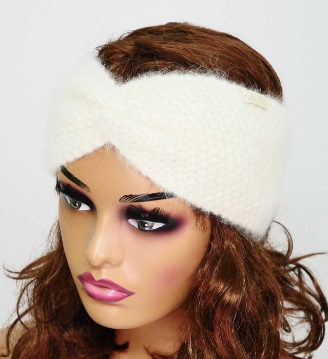 LaMel Opaska na głowę uszy Angora Wełna handmade obw.54 - 56cm