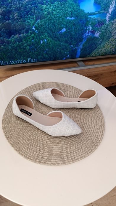 Buty białe baleriny ślubne wesele  38/39 (bardziej 38 lub 38,5)