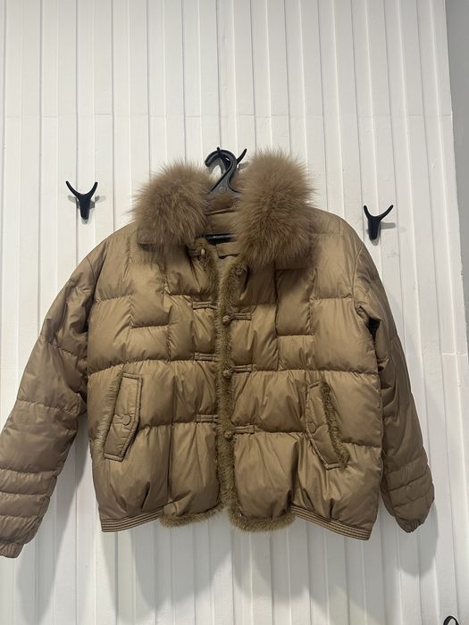 Куртка  пуховик натуральний пух коричнева