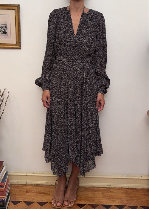 Vestido Michael Michael Kors Savannah Pleated Leopard Print Dress