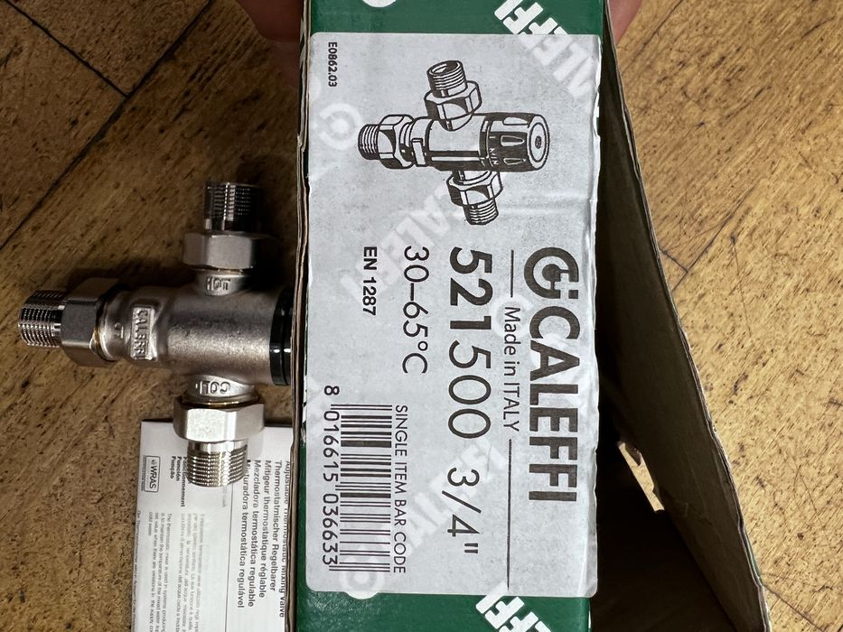 Válvula Misturadora Termostática Anticalcário Caleffi 521 - NOVO