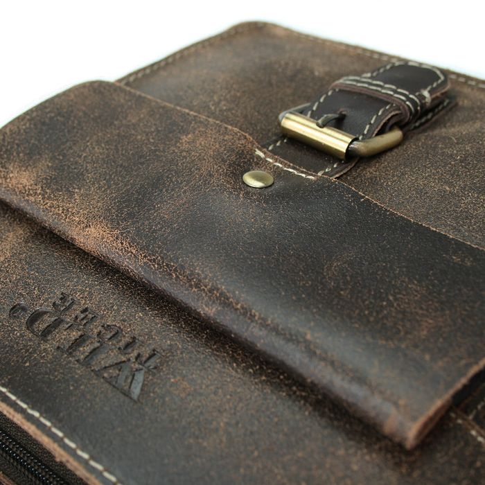 skórzana torba męska listonoszka wild tiger  - brązowa