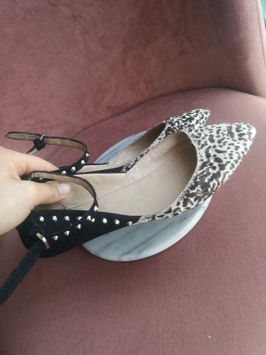 Zara Basic buty na płaskim obcasie ćwieki skóra r. 36