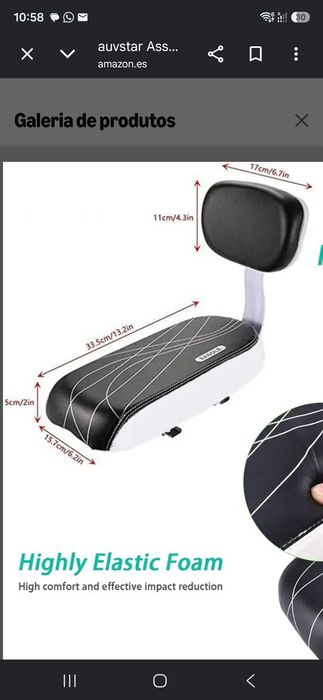 Assento de bicicleta para criança