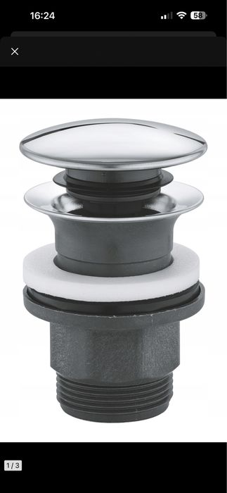 Zestaw odpływowy z korkiem typu naciśnij-otwórz GROHE