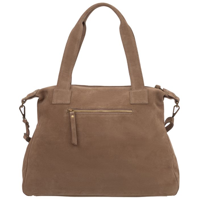 VERA PELLE torebka damska zamszowa shopper z paskiem V685 c.brązowa