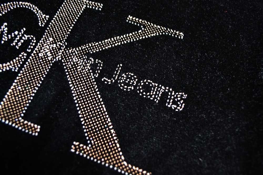 Welurowa bluzka Calvin Klein złoty napis elegancka S M