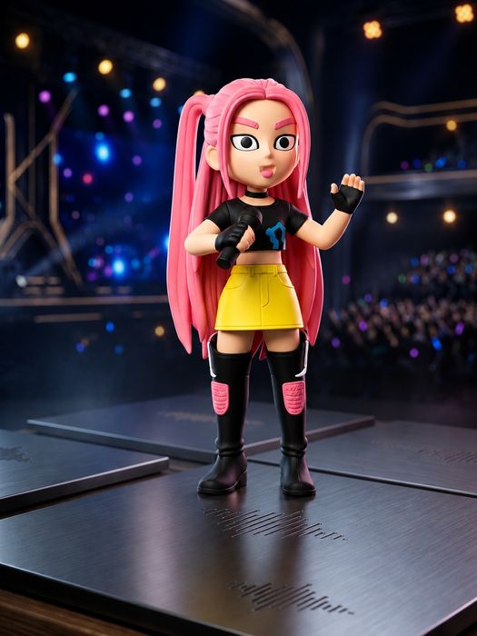 Boneca Inspirada na Huntrix – Cabelo Rosa | Impressão 3D