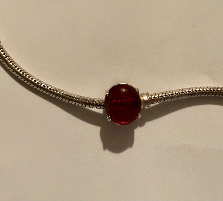 charms srebro 925 kryształ koło szkło różowy czerwony love murano