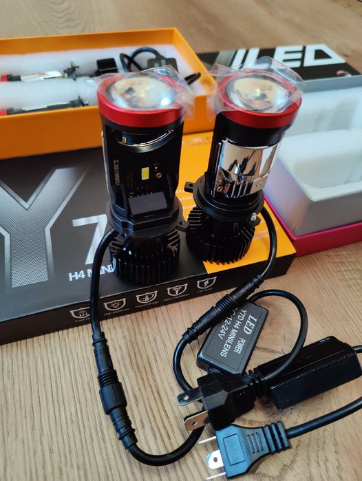 Светодиодные Мини Линзы Y7D H4 new Bi led 12-24в Цена за Комплект 2шт