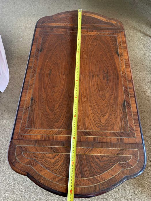 Mesa de Apoio / Centro Antiga Dobrável com Marquetaria – Estilo D. Maria II
