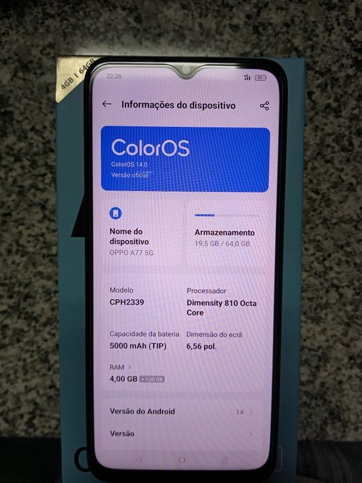 Vendo telemóvel OPPO A77 5G