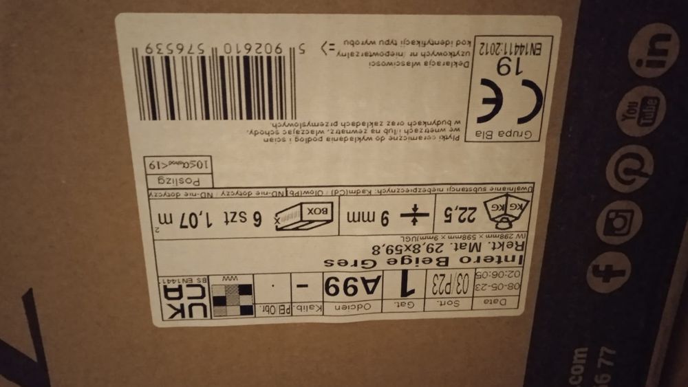 Ładne płytki nowe Paradyż 29,8x59,8 34 szt