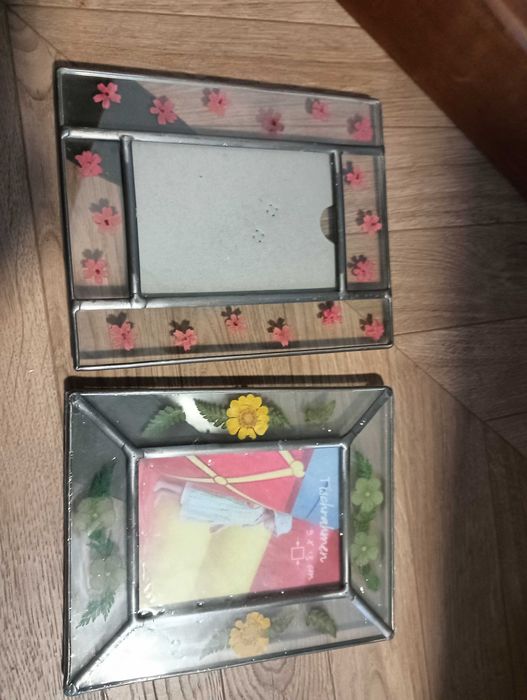 Ramka witrażowa z suszonymi kwiatami zestaw 2szt