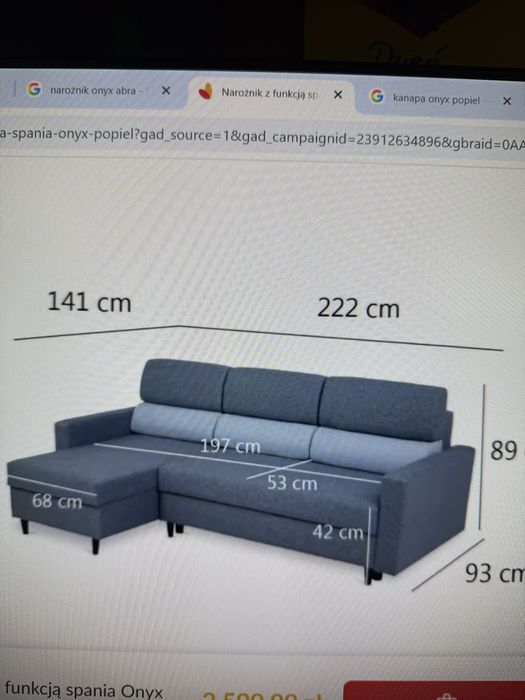 Zarezerwowana !!! Kanapa sofa szara Abra meble jak nowa