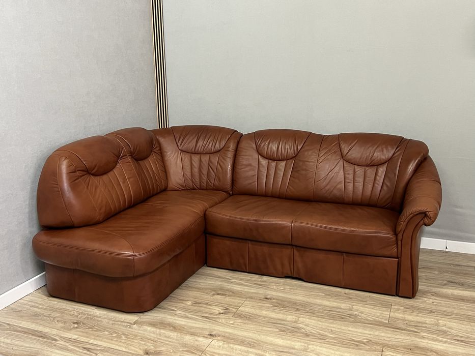 Narożnik skóra naturalna brąz sofa kanapa  rozkładany DOSTAWA okazja!!!