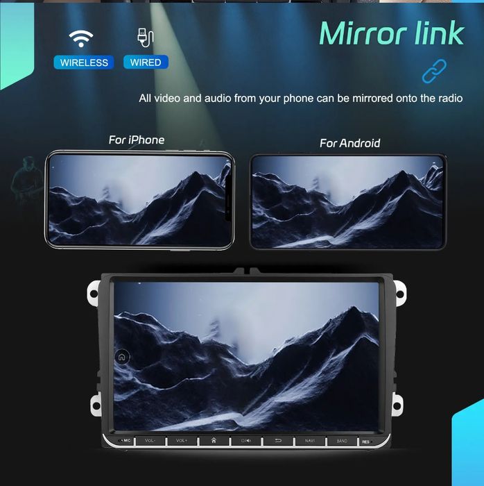 Rádio 9" Android 15 | 6/128GB CarPlay/Auto S/Fios, GPS, VW/SEAT/SKODA