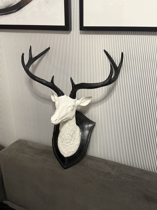 Glowa jelenia z porożem, rzeźba 3D unikat | home deco