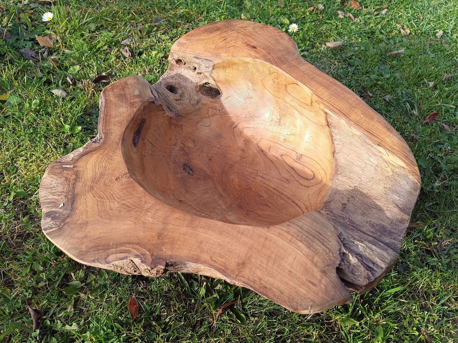 Patera Tekowa MISA Drewno TEAK Gruba średnica 38cm Elegancka Pojemna