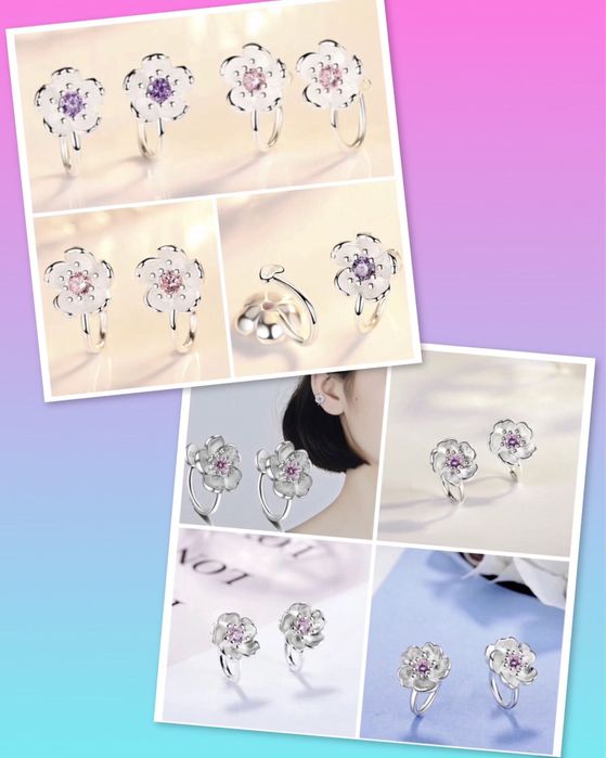 Кліпси для вух біжутерія/ срібло