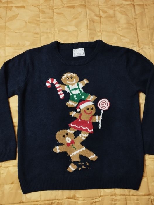 Светер новорічний темно-синій,жіночий,розмір 14/16 на 50-52розмір