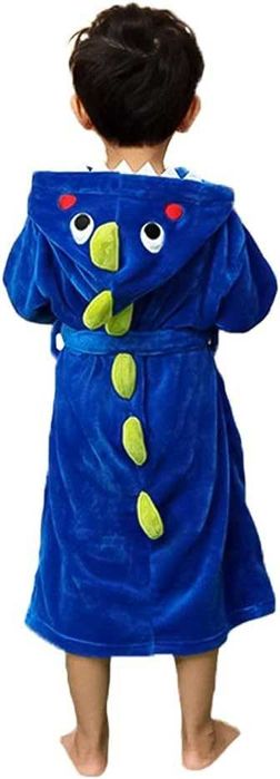 Nowy szlafrok dziecięcy / dinozaur/ kaptur / niebieski / 3-5lat !2372!