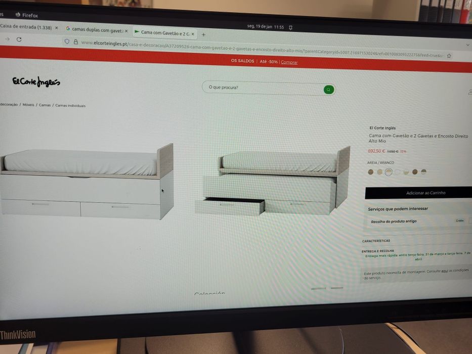 Cama com gavetão e 2 gavetas