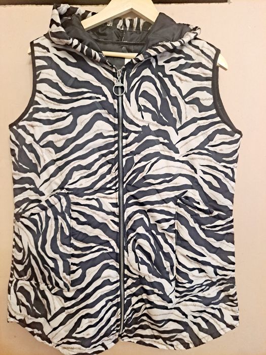 Bezrękawnik, kamizelka z kapturem zebra ,duże kieszenie od M do 2xl