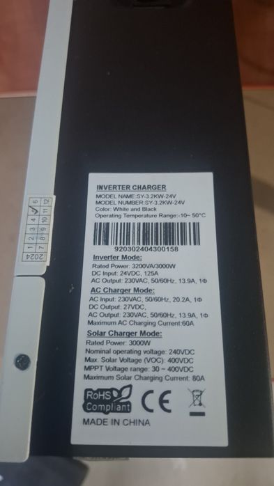 Inversor híbrido 24v 3.2KVA/3000W