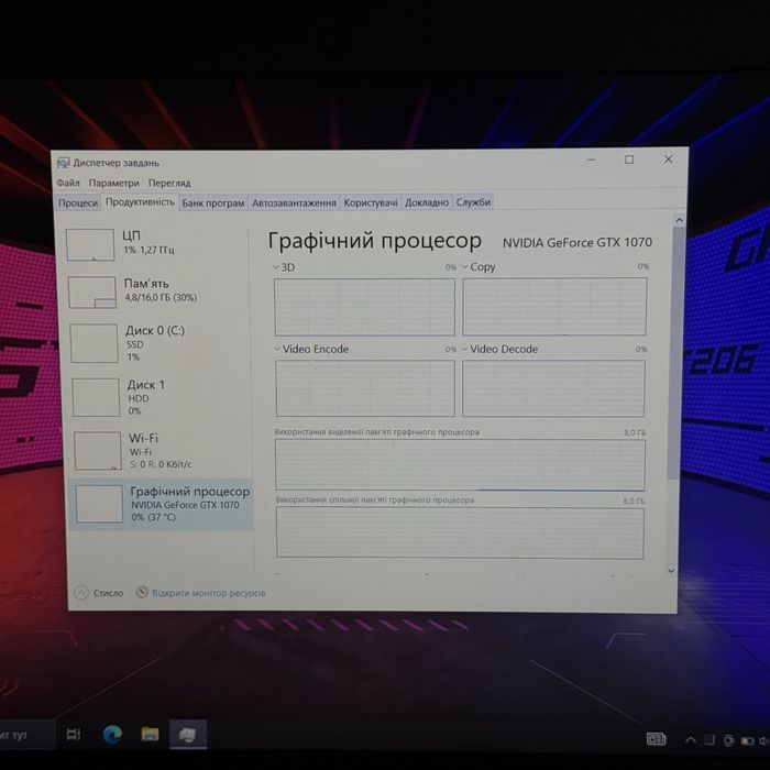 Ігровий ноутбук i7 7700, Gtx 1070 8Gb, 16Gb