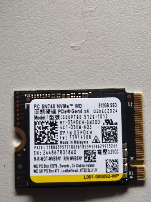 Disco. WD. 740. 512 NVMe