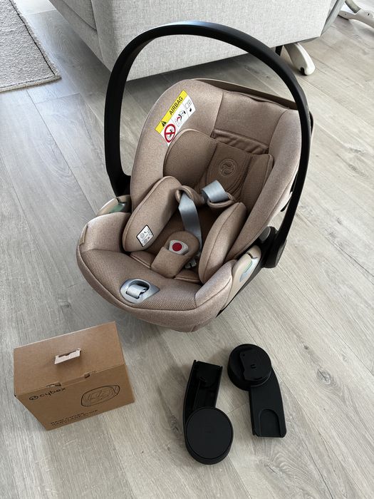Ovo Cybex Cloud-T Cozy Beige + capa de inverno + adaptadores para carrinho de passeio