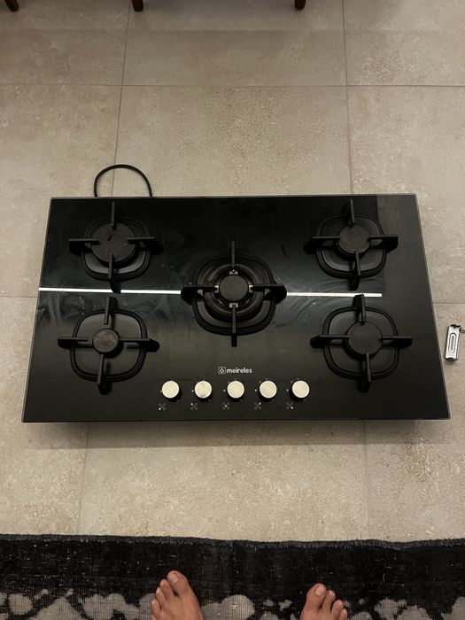 Placa de cozinha 86x52cm para gás butano ou propano com 5 queimadores
