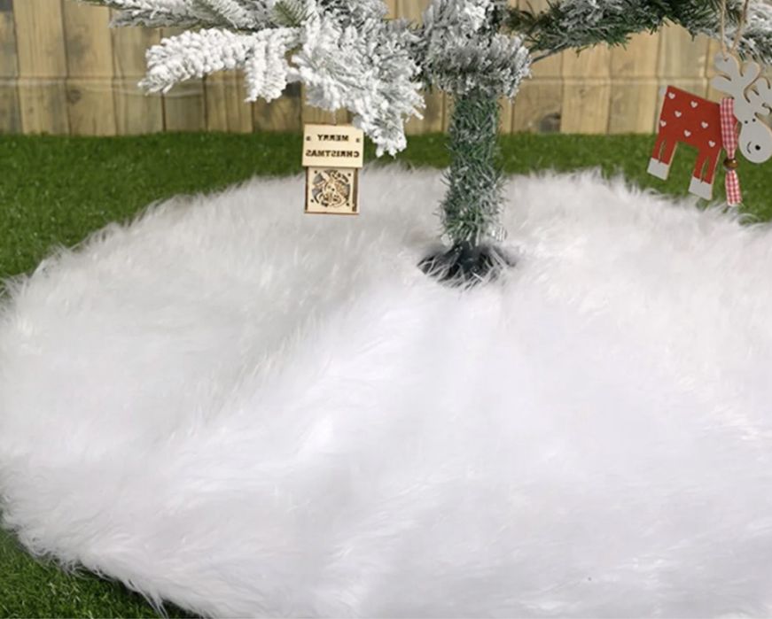 DYWAN Mata POD CHOINKĘ CHOINKA 90 cm Biały Włochaty Świąteczny