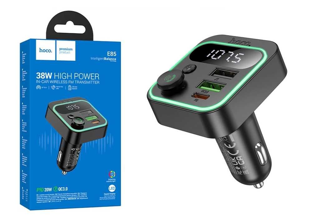 FM-трансмітер Hoco E85 Tiger для автомобіля з Bluetooth, Type-C