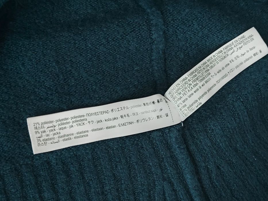 Półgolf Massimo dutti 42 XL zielony butelkowa zieleń wełniany