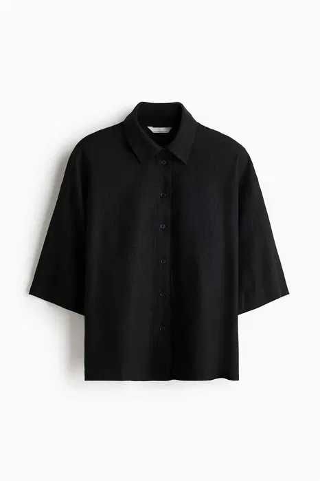 Koszula bluzka S nowa kolekcja oversize Premium Len czarne PROMOCJA