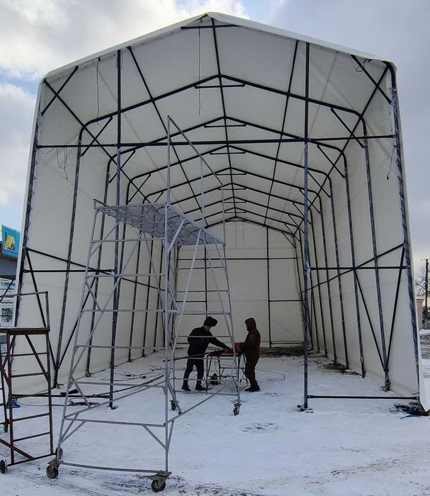 ПВХ Ангар швидкозбірний 16.6х7.8х7.5м | Двоскатний склад під ключ