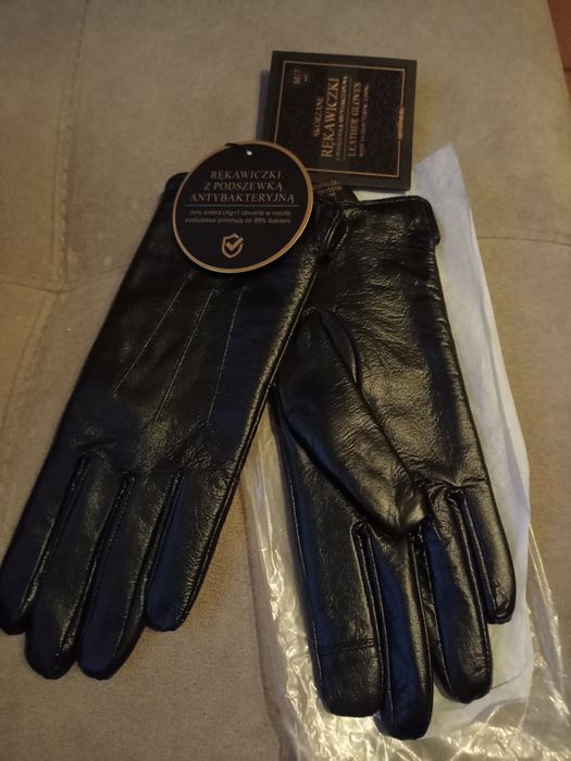 Rękawiczki damskie skórzane antybakteryjne Semi line