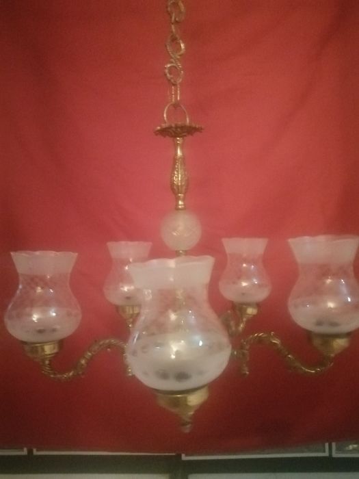 Candeeiro de teto antigo bronze