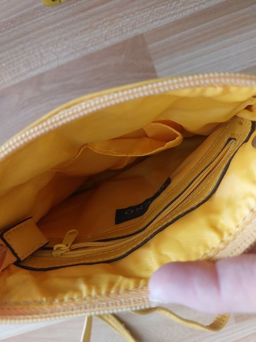 Сумочка жёлтая, кросбоди коричневый