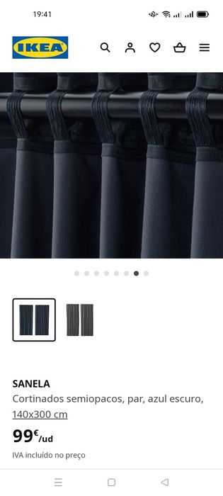 Cortinados SANELA azul escuro, IKEA. NOVOS