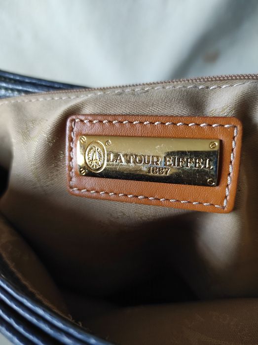 Torebka damska na ramię La Tour Eiffel granatowo czerwono beżowa