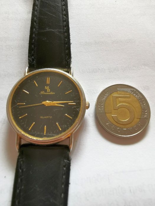 MB Rusudan Zegarek | Czarna Skóra, Złote Akcenty | Elegancja