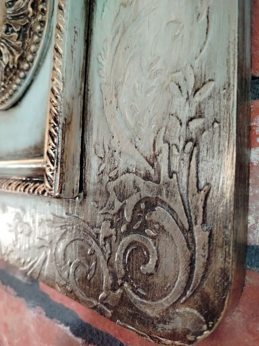 Obraz na drewnianej desce, panel ozdobny z 100 letnią ramą